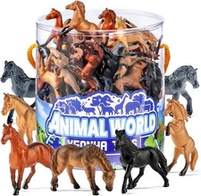 60 Pcs Mini Plastic Horse Toy Set with Gift Box, Realistic Small Horse Figurines picture