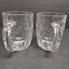 Luminarc Barrel Thumbprint Dimple Clear Glass Beer Mugs USA Lot of 2 NO Chips picture