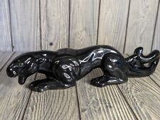 Vintage MCM Black Panther Ceramic Sculpture Crouching Retro 13