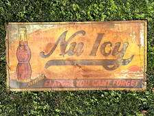 DRINK NU ICY ASSORTED FLAVORS YOU CAN'T FORGET Antique TIN ADVERTISING SIGN picture