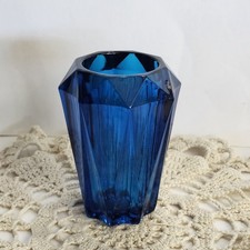 Vintage Viking Glass Diamond Point Table Lighter Bluenique MCM picture