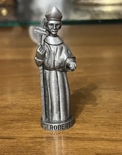 Vintage Creed Pewter St. Robert Pocket Statue/Figurine. 2 1/2 inches  picture
