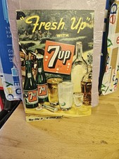 Vintage 1950s 7UP Easel Display Sign – “Fresh Up with 7UP” Soda Advertising picture