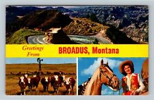 Broadus MT-Montana, General Greetings, Banner, Vintage Postcard picture