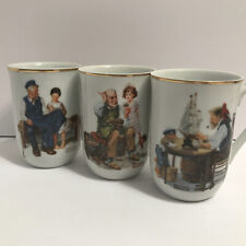Lot of 3 Vintage Norman Rockwell 8 oz. Coffee/Tea Mugs/Cups 1982 picture