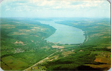 Aerial view of Hammondsport and Keuka Lake NY postcard a147 picture