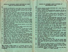 Yellowstone NP Cody Rd Guide Leaflet c1910s Key Postcard Itinerary picture