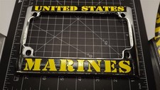 LICENSE PLATE FRAME USMC MARINE CORP MOTORCYCLE SIZE MILITARY BRAND NEW  picture