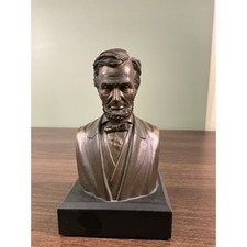 Abraham Lincoln Bust Sculpture Design Masters Bronze Finish Historical Decor 6.5 picture