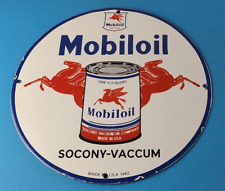 Vintage Mobil Sign - Pegasus Mobiloil Socony Gas Oil Pump Service Porcelain Sign picture