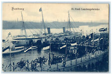 c1910 St. Pauli Landing Bridge Hamburg Germany Antique Unposted Postcard picture