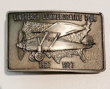 VTG 1977 CHARLES LINDBERGH COMMEMORATIVE TOUR BELT BUCKLE--BY SALES GUIDEE INC picture