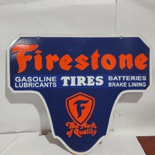 Firestone Tires Porcelain Enamel Sign 24 x 20 Inches 2 Sides picture