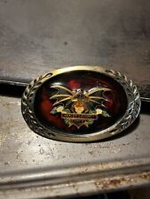 Rare 1981 Vintage Harley Davidson Batwing w/ Skull Rider Brass Belt Buckle Used picture