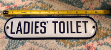 Vintage Ladies Bath Rest Room Porcelain Gas Oil Station Store Toilet Sign Used picture