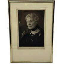 Vintage 1928 Fred R Bill Signed Portrait Photograph Framed B&W Woman Pearls 12x8 picture