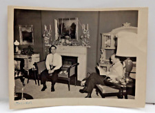 Vtg 1950s Gay Leo in livingroom wth Friend Black & White Snap photo Gay int picture
