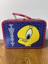 Vtg 1999 Tweety Bird Metal Mini Lunch Box Looney Tunes Warner Bros Tin Case 7.5