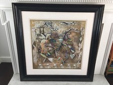 Vtg Huge Mid Century / Hollywood Regency Abstract Painting Artwork - Signed picture