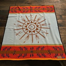 PENDLETON Petroglyph/Dancer-Motif Wool Reversible Throw Blanket 76x66 picture