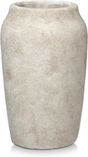 9'' Terracotta Ceramic Vases Rustic Vintage Shabby Textured White Vases 4.33'' W picture