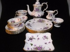 16 Pc Hammersley Victorian Violets Coffeepot Cups/Saucers 8