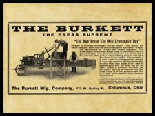 1915 Burkett Hay Press Columbus OH NEW Metal Sign 24