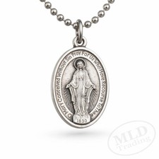 Miraculous Medal Virgin Mary Pendant Necklace - 24