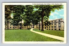 Cedar Rapids IA- Iowa, Vorhees Quadrangle, Coe College, Vintage c1943 Postcard picture