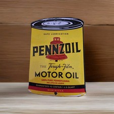 NICE VINTAGE PENNZOIL MOTOR OIL CAN PORCELAIN GAS PUMP SIGN picture