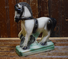 PRANCING PARADE HORSE CHALKWARE VINTAGE 1940s CARNIVAL PRIZE FIGURE 6