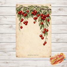 Vintage Cherry Metal Tin Sign Retro Fruit Kitchen Wall Art Decorative Plaque picture
