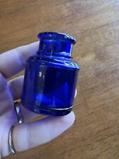 Old Estate Vintage Cobalt Blue Ink Bottle Inkwell 2.25” Tall Stamped “95” Small picture