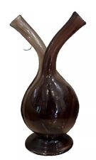 Amethyst 10” Mexican Modernist Double Spouted Handblown Bubble Footed Vase picture