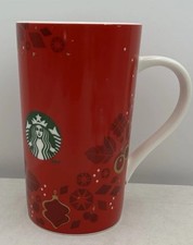 2013 Starbucks Mug Tall Red Christmas Holiday Ornaments 16oz Coffee Cup picture