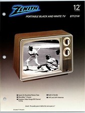 1980's Zenith Portable Black & White TV BT121W Sales Brochure Flyer Print Ad picture