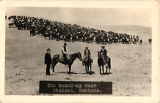 The Roundup Near Ekalaka, Montana RPPC Postcard Cattle Ranchers picture