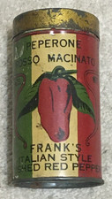 Vintage FRANK’S ITALIAN STYLE RED PEPPERS Round Full Spice Tin, Cincinnati Ohio picture