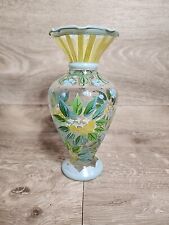 Tracy Porter Hand Painted Bud Vase Lt Green & Yellow 6 5