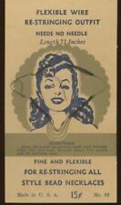 1940s FLEXIBLE WIRE BEAD NECKLACE RESTRINGING OUTFIT CARD WITH STRING EXC 37-3 picture