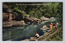 Trout Brook NY-New York, Stone Bridge, Fishing, Antique Vintage Postcard picture