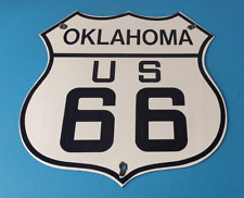 Vintage US Route 66 Oklahoma Sign - Porcelain Hwy State Road Gas Oil Pump Sign picture