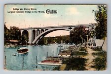 Cleveland OH-Ohio, Largest Concrete Bridge in the World, c1914, Vintage Postcard picture