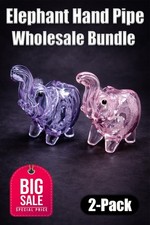 Elephant Glass Hand Pipe Tobacco Smoking Pipes Wholesale Bundle Lot Bulk- 2 PACK picture