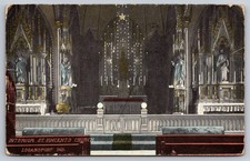 Logansport Indiana St. Vincent's Church Interior Antique Postcard c.1911 picture
