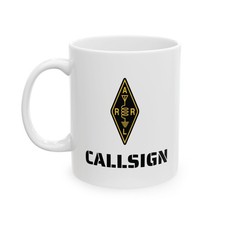 Ham Radio Callsign Mug Ceramic Mug | ARRL Logo, Morse Code & NATO Chart picture