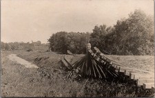 RPPC Man Working Wooden Structure Early 1900s Construction Real Photo Postcard picture