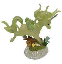 Vintage 1990s Rainbow Dreams Unicorn Figurine Figure Green Plastic Crystal picture