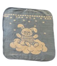Vintage San Marcos Reversible Bunny Rabbit Baby Blanket Unisex SUPER SOFT picture