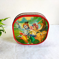 1950s Vintage Baby Krishna Balarama Graphics Laxmi Confectionery Tin Box T211 picture
